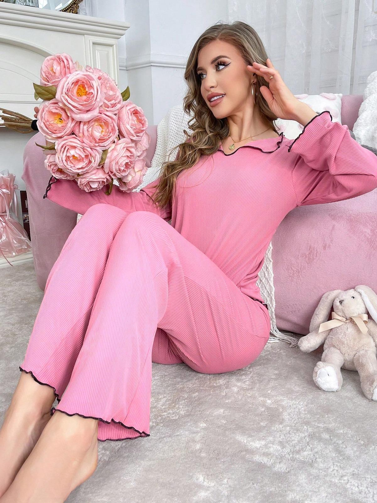 Bella Notte Pembe Pamuklu Günlük Pijama Takımı 7149