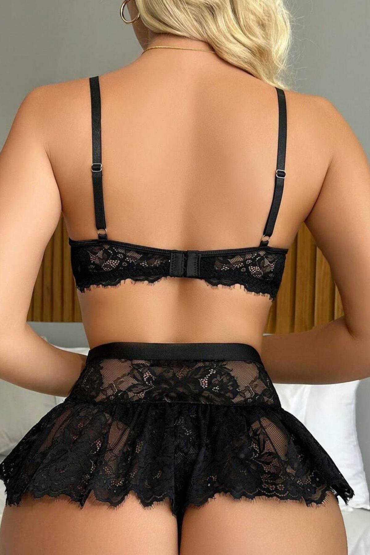 Bella Notte Siyah Dantelli Teddy Babydoll 7540