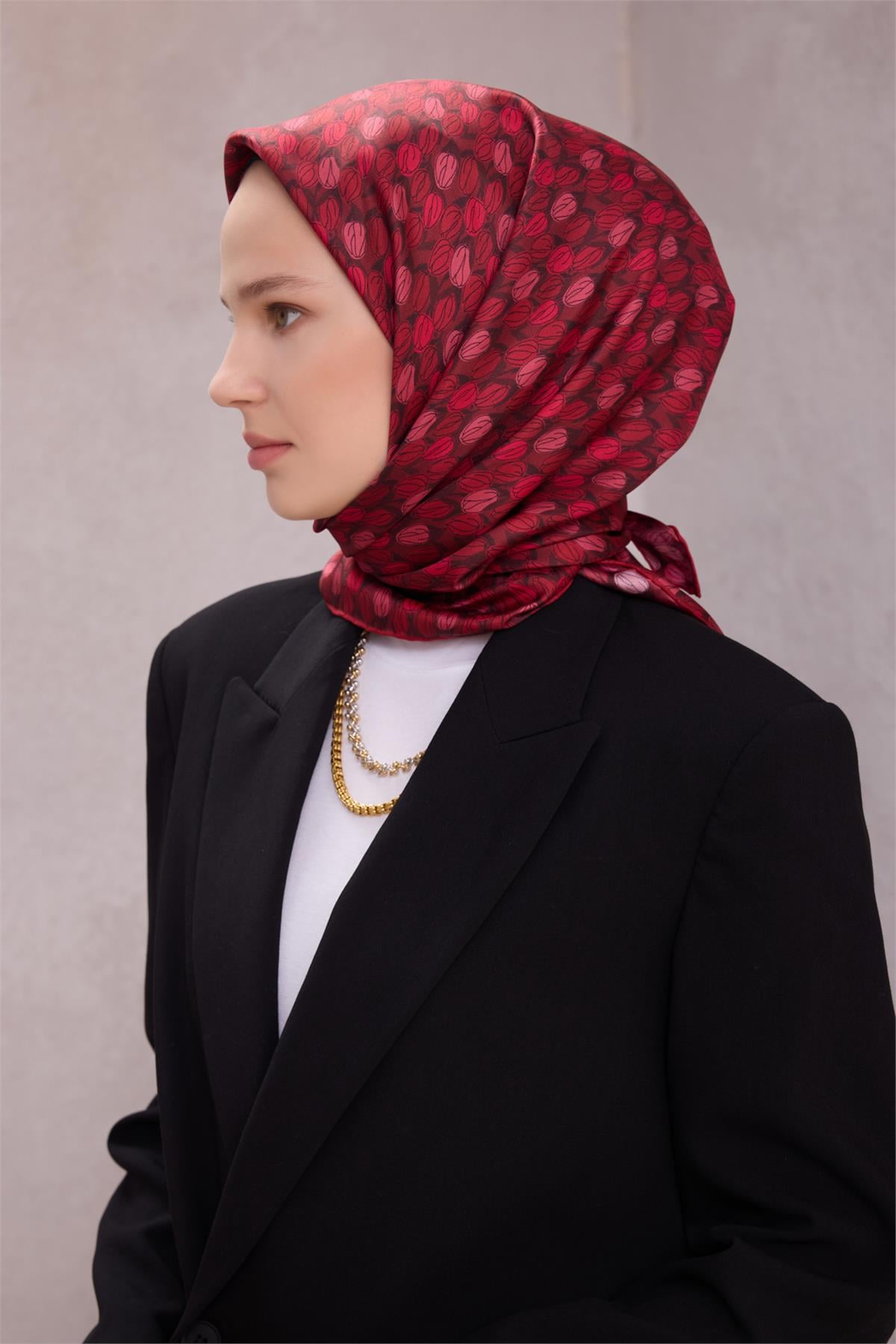 {URUNSEO_TITLE} | BELLI | BELLİ İPEK EŞARP | BELLİ ÇİÇEK DESEN İPEK EŞARP 4204D (TWILL) VİŞNE ÇÜRÜĞÜ - 55