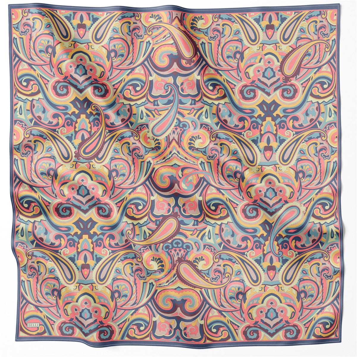 {URUNSEO_TITLE} | BELLI | BELLİ İPEK EŞARP | BELLİ ETNİK DESEN İPEK EŞARP 4222D (TWILL) İNDİGO - 83