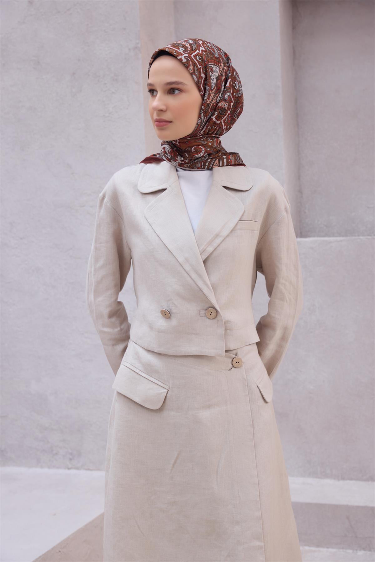 {URUNSEO_TITLE} | BELLI | POLYESTER EŞARP | BELLİ ETNİK DESEN PREMIUM SOFT KİREMİT EŞARP 5