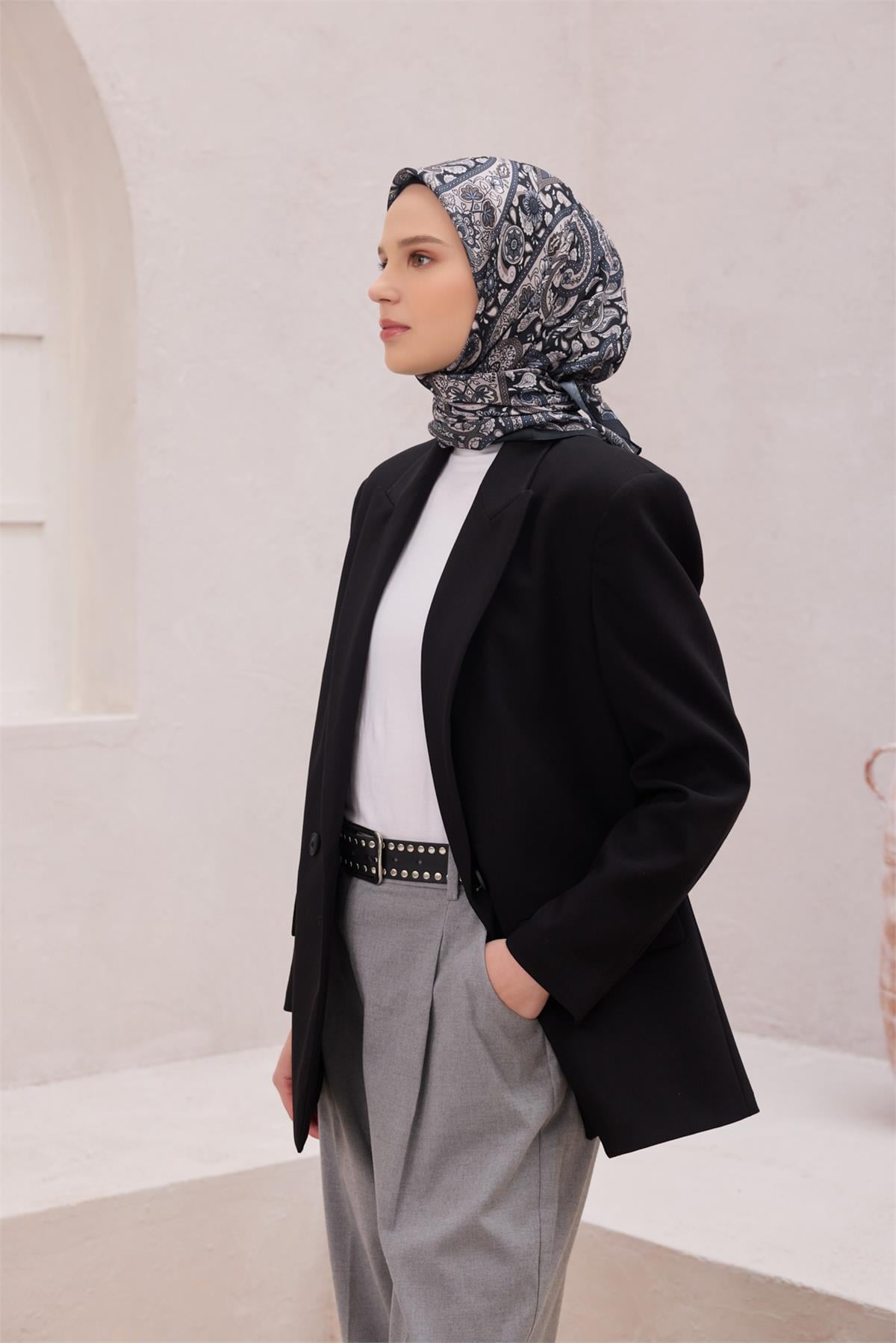 {URUNSEO_TITLE} | BELLI | POLYESTER EŞARP | BELLİ ETNİK DESEN PREMIUM SOFT SİYAH EŞARP 4