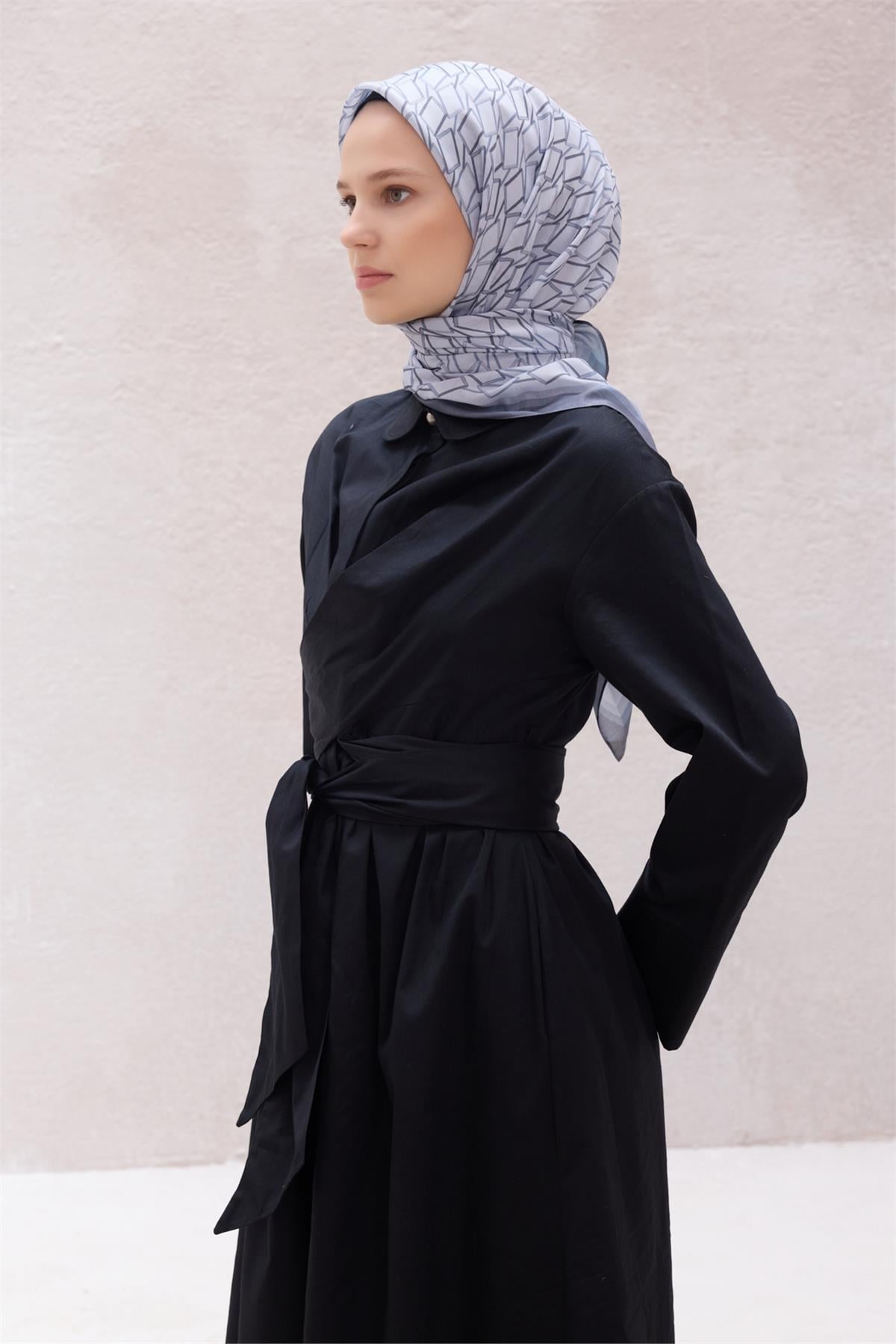 {URUNSEO_TITLE} | BELLI | POLYESTER EŞARP | BELLİ GEOMETRİK DESEN NOVA GRİ EŞARP 1014
