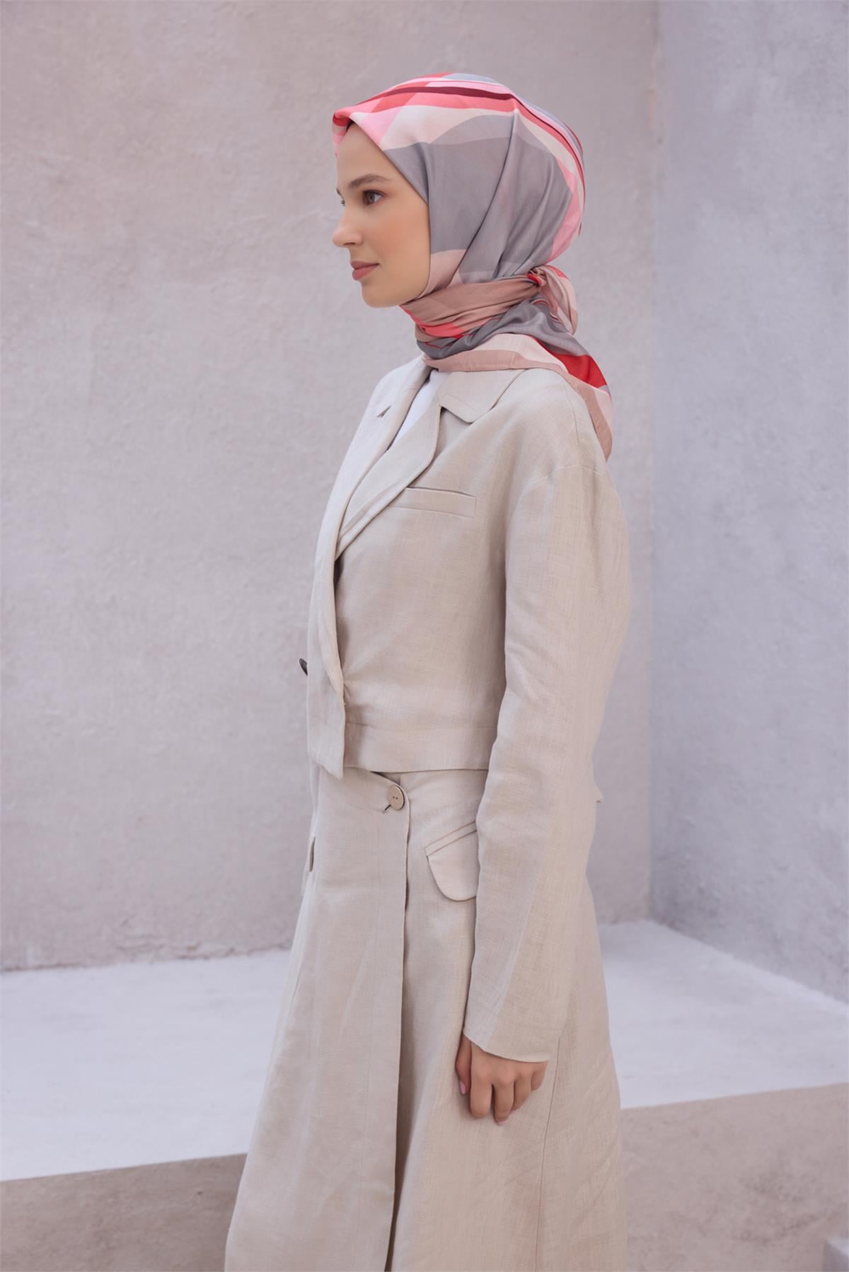 {URUNSEO_TITLE} | BELLI | POLYESTER EŞARP | BELLİ GEOMETRİK DESEN NOVA NAR ÇİÇEĞİ EŞARP 1015