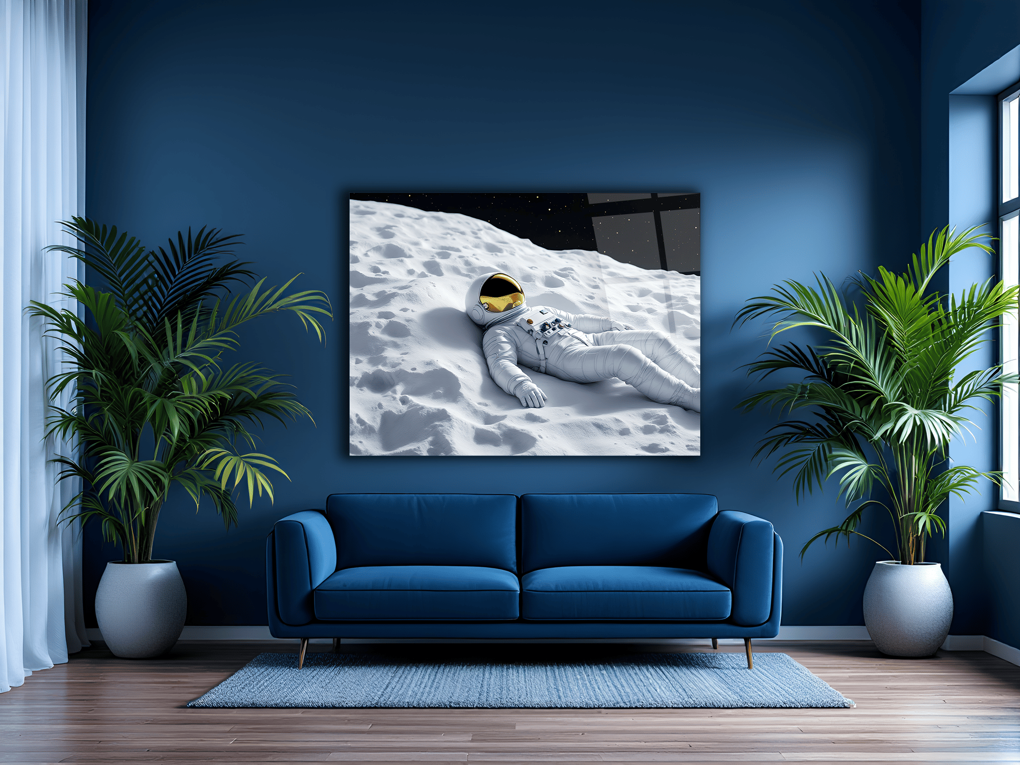 Astronot Yatay Cam Tablo