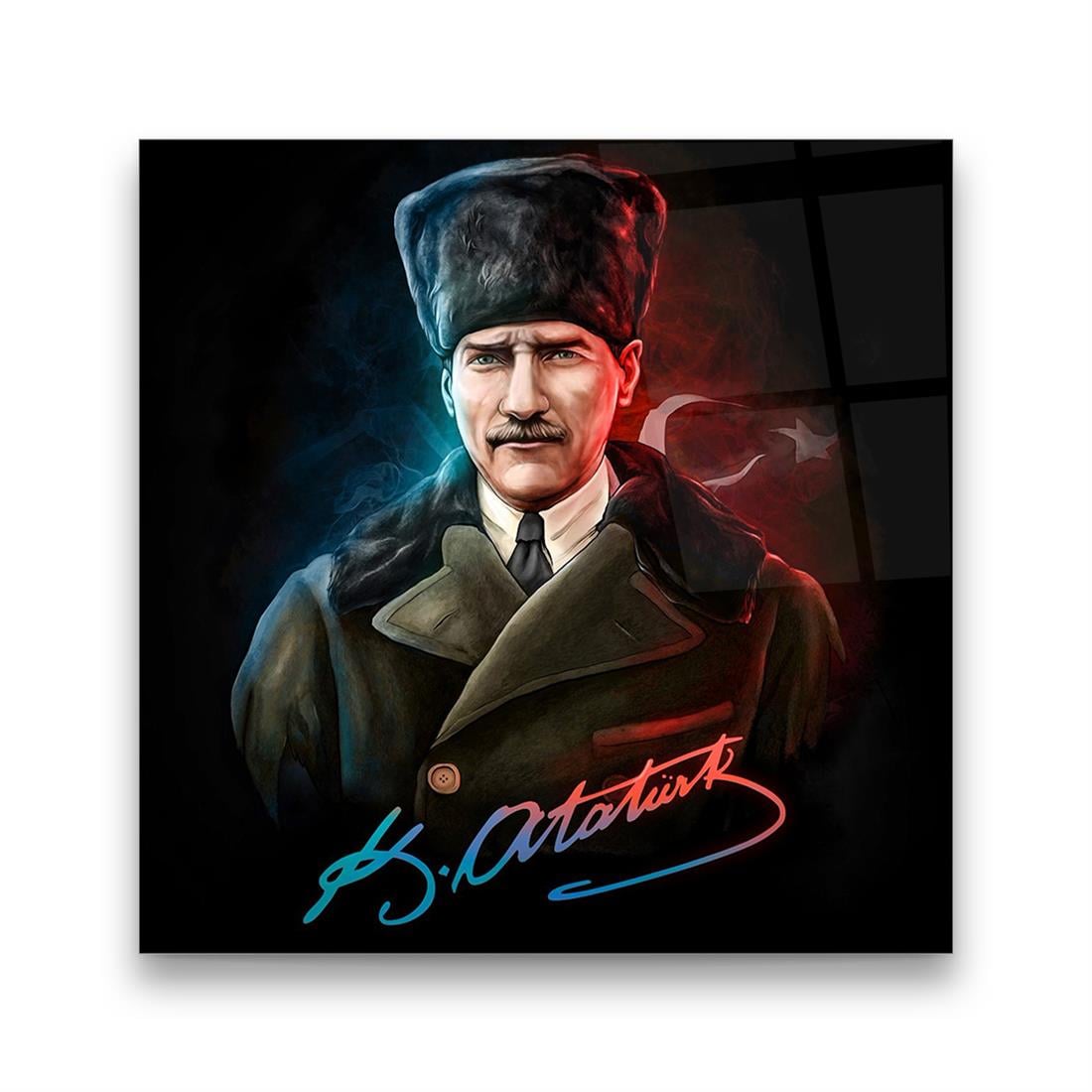 Atatürk Kare Cam Tablo