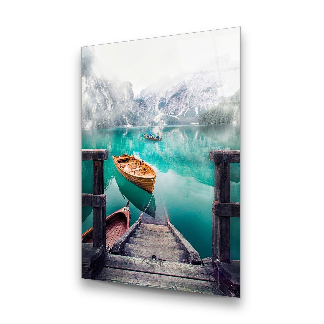 İtalya Braies Gölü Dikey Cam Tablo