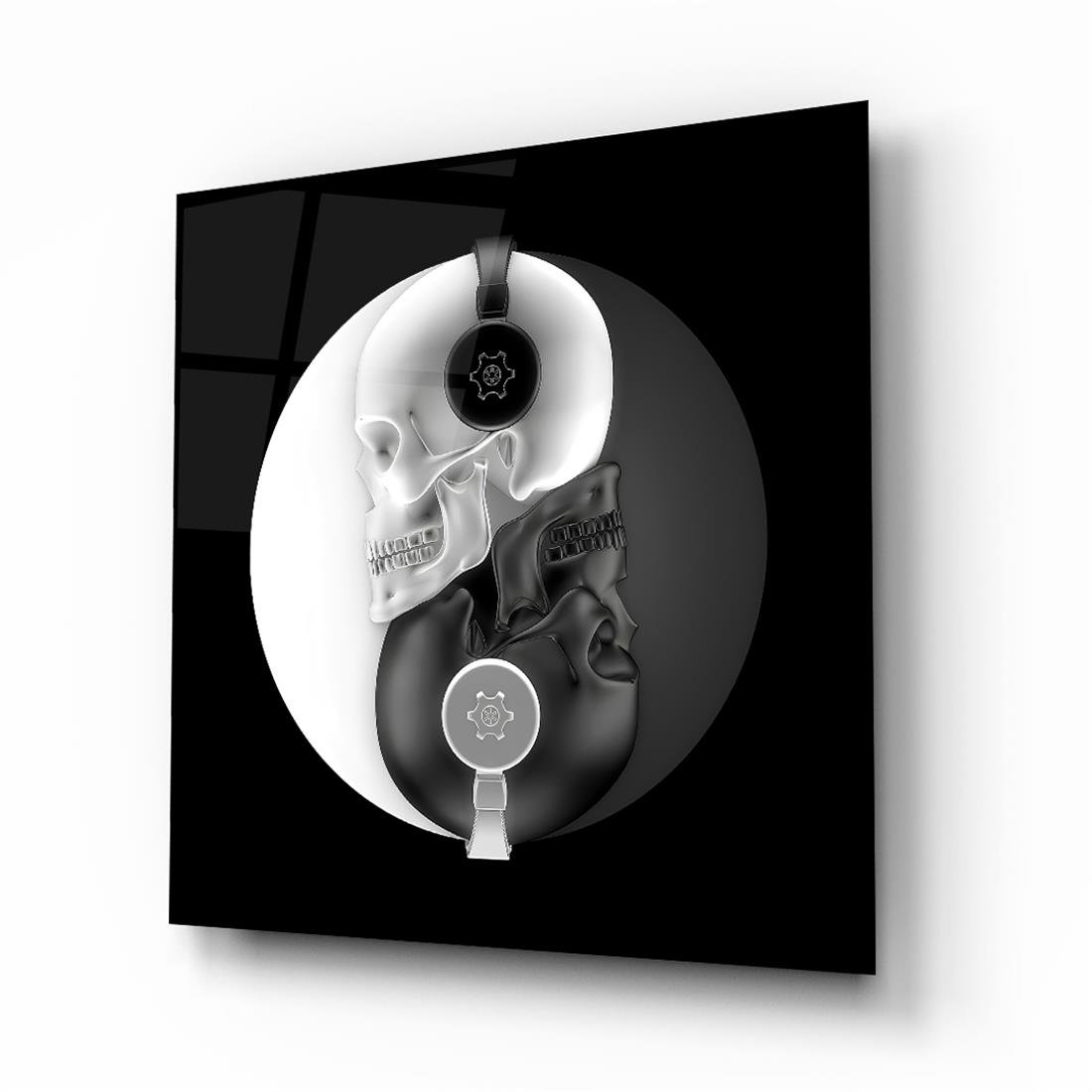 Kuru Kafa Yin ve Yang Kare Cam Tablo