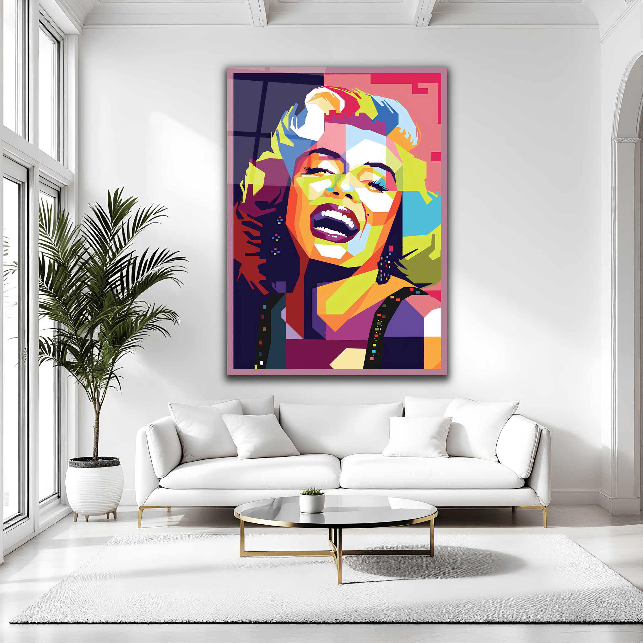 Marilyn Monroe Portre Dikey Cam Tablo