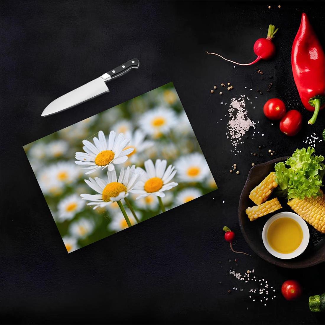 Papatya Cam Kesme Tahtası