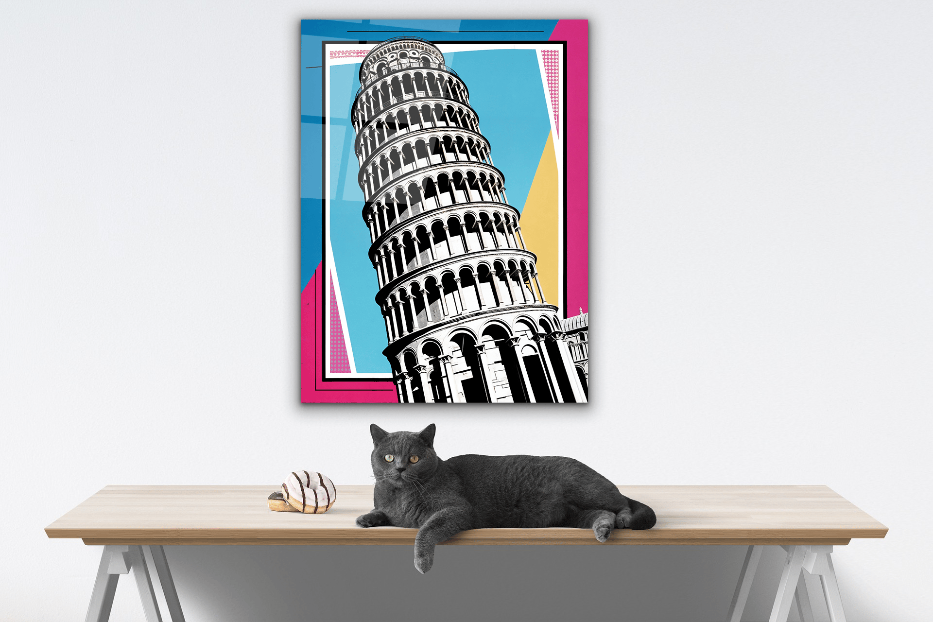Pisa Kulesi 2 Dikey Cam Tablo