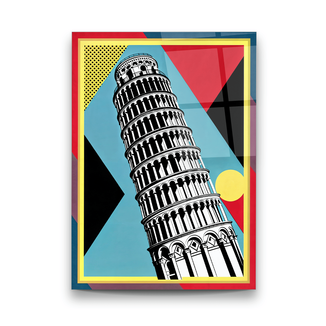 Pisa Kulesi Dikey Cam Tablo