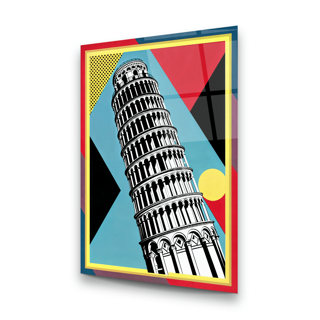 Pisa Kulesi Dikey Cam Tablo