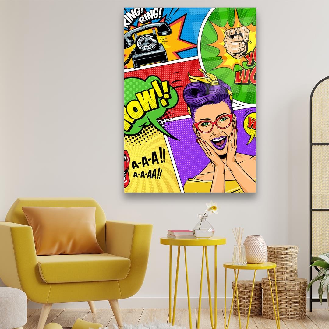 Pop Art Dikey Cam Tablo