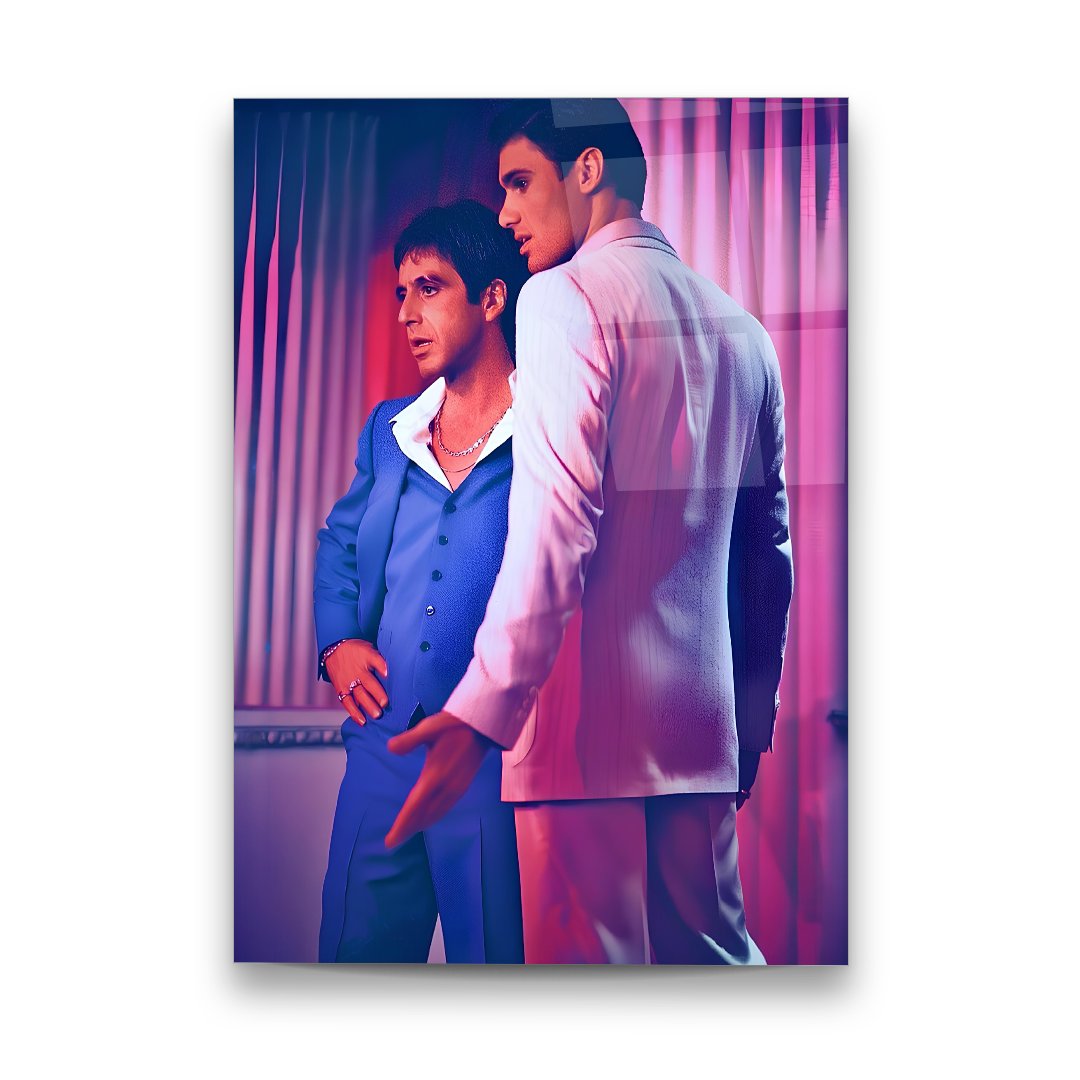 Scarface Tony Montana ve Manny Dikey Cam Tablo