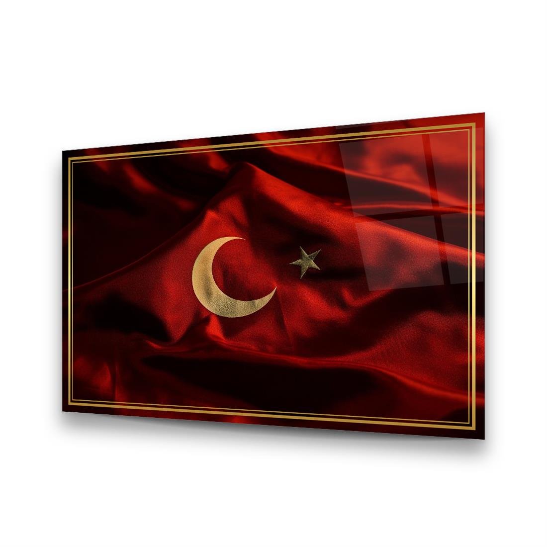 Türk Bayrağı Yatay Cam Tablo