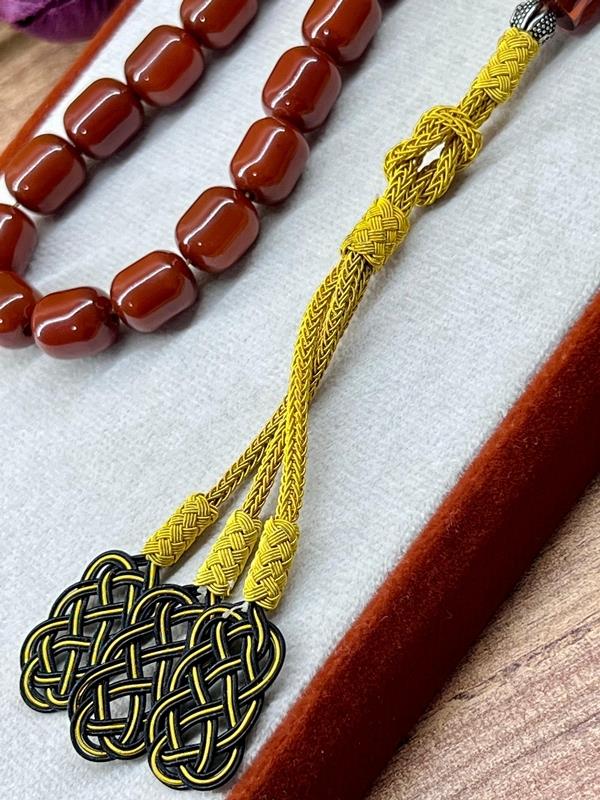 Osmanlı Benzetme Sıkma Kehribarı Tesbih Kazaz Püsküllü