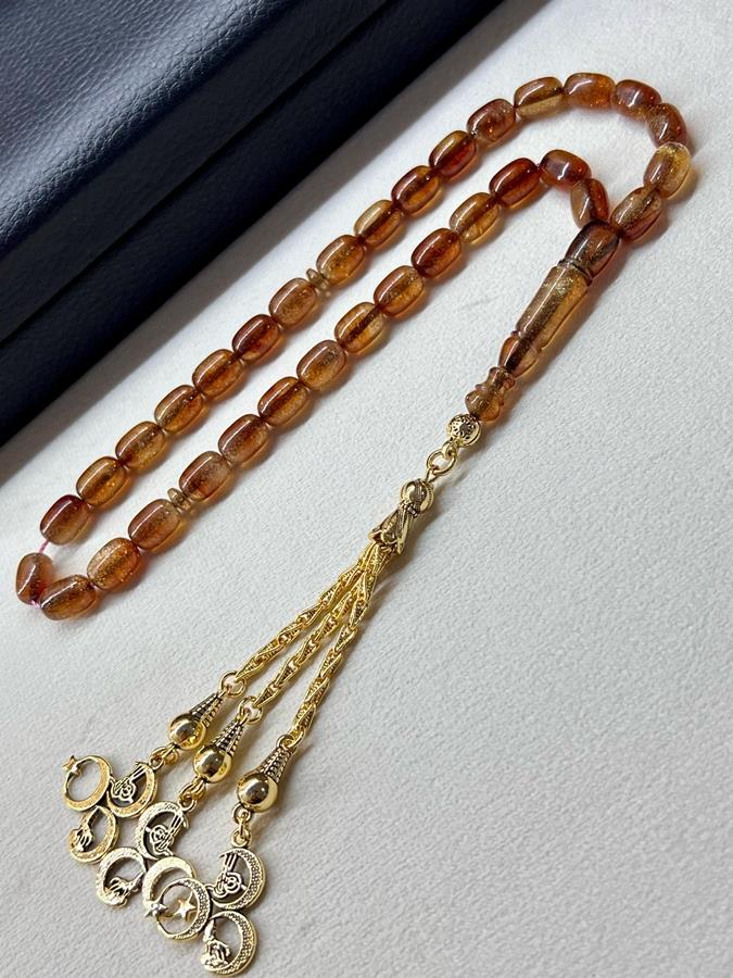 Simli Sıkma Kehribarı Tesbih Özel Dizayn