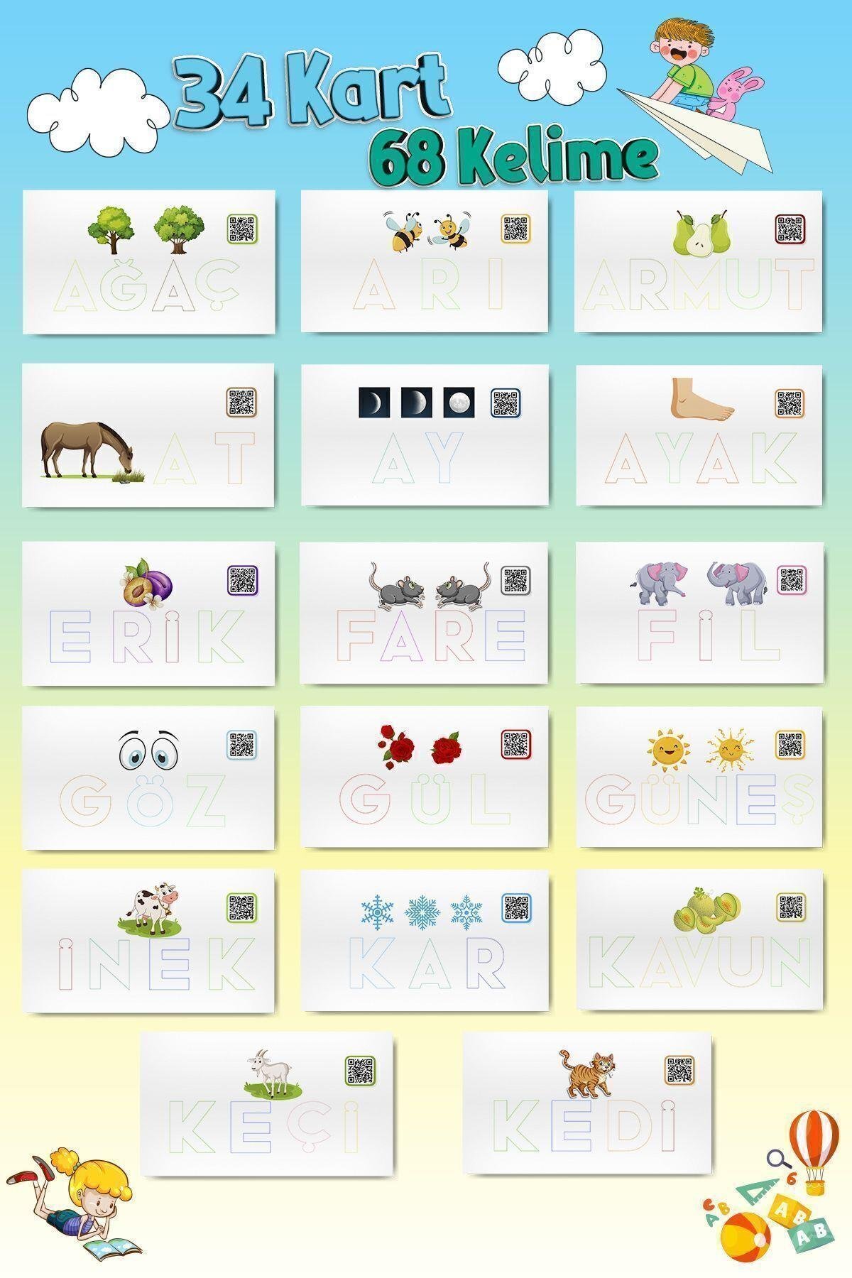 Harf Eşleştirme Alfabe Ilk Okuma Heceleme Kreş Ana 1.sınıf Eğitici Kutu Zeka Oyunu Ben Kelime Neyim