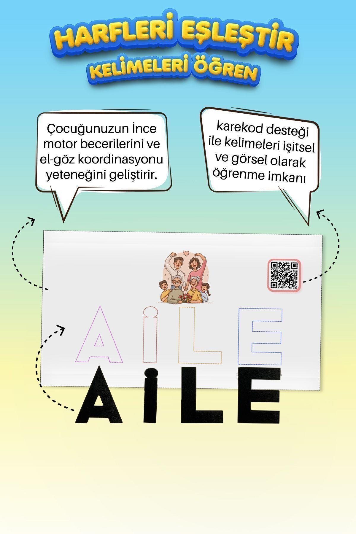 Harf Eşleştirme Alfabe Ilk Okuma Heceleme Kreş Ana 1.sınıf Eğitici Kutu Zeka Oyunu Ben Kelime Neyim