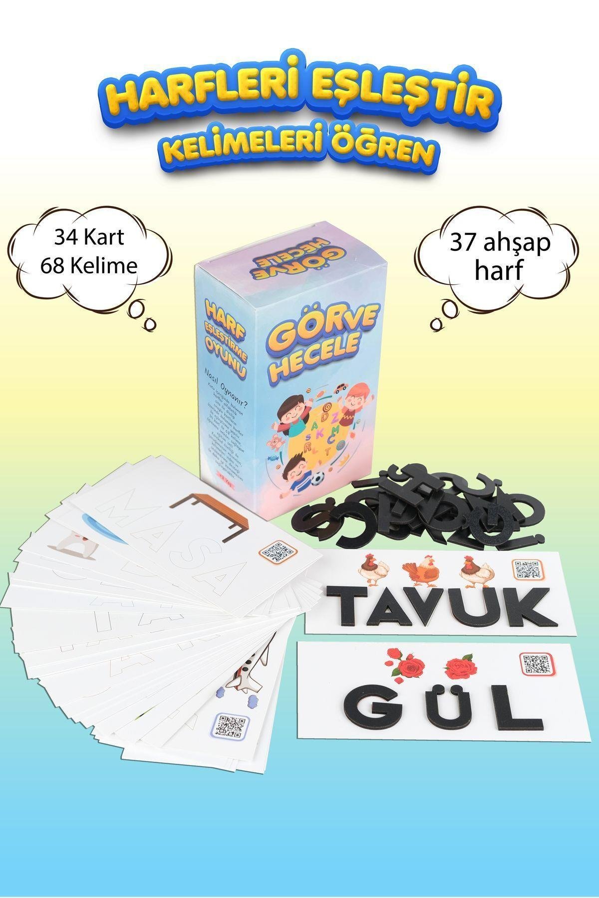 Harf Eşleştirme Alfabe Ilk Okuma Heceleme Kreş Ana 1.sınıf Eğitici Kutu Zeka Oyunu Ben Kelime Neyim