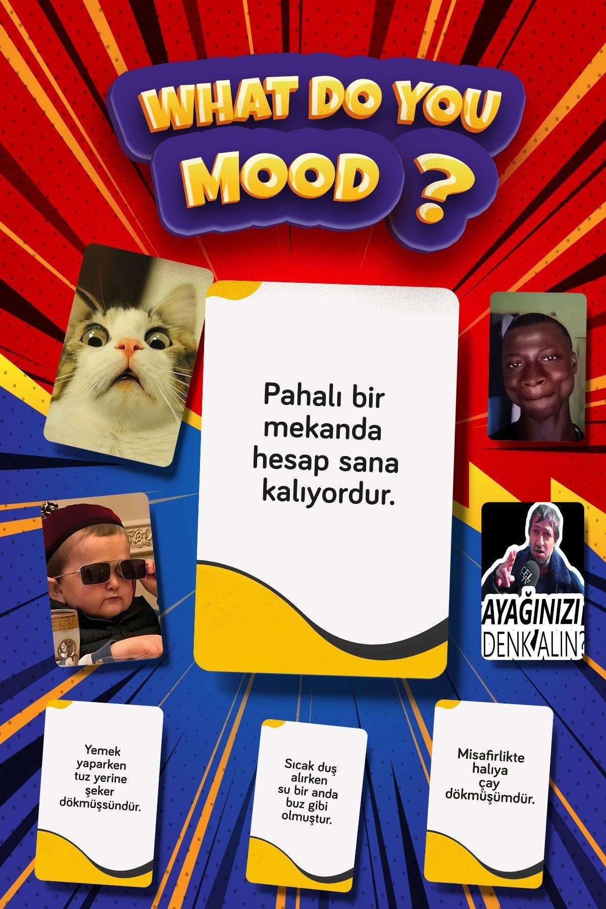 Moodun Ne - Eğlenceli Grup Arkadaş Aile Kutu Oyunu - Hangisi Mod Moodun Do You Meme - Durum Kartı