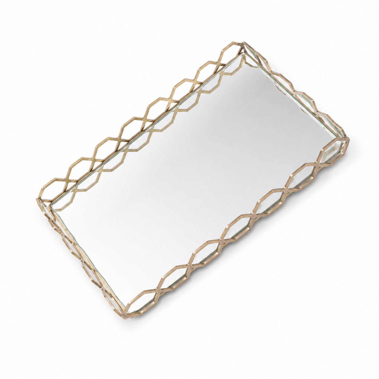 Aynalı Gold Metal Tepsi