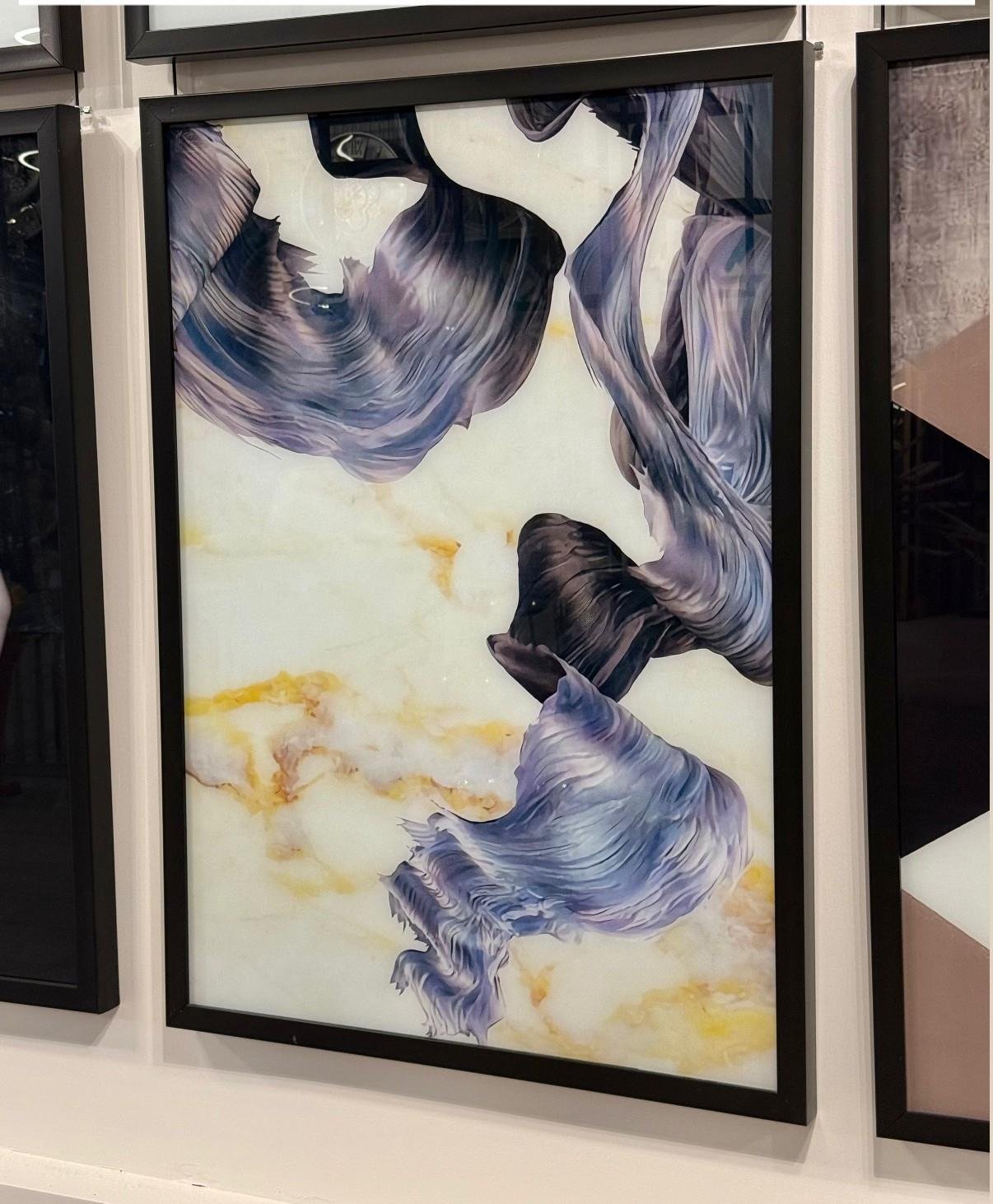 Mermer Desenli Cam Baskı Tablo 