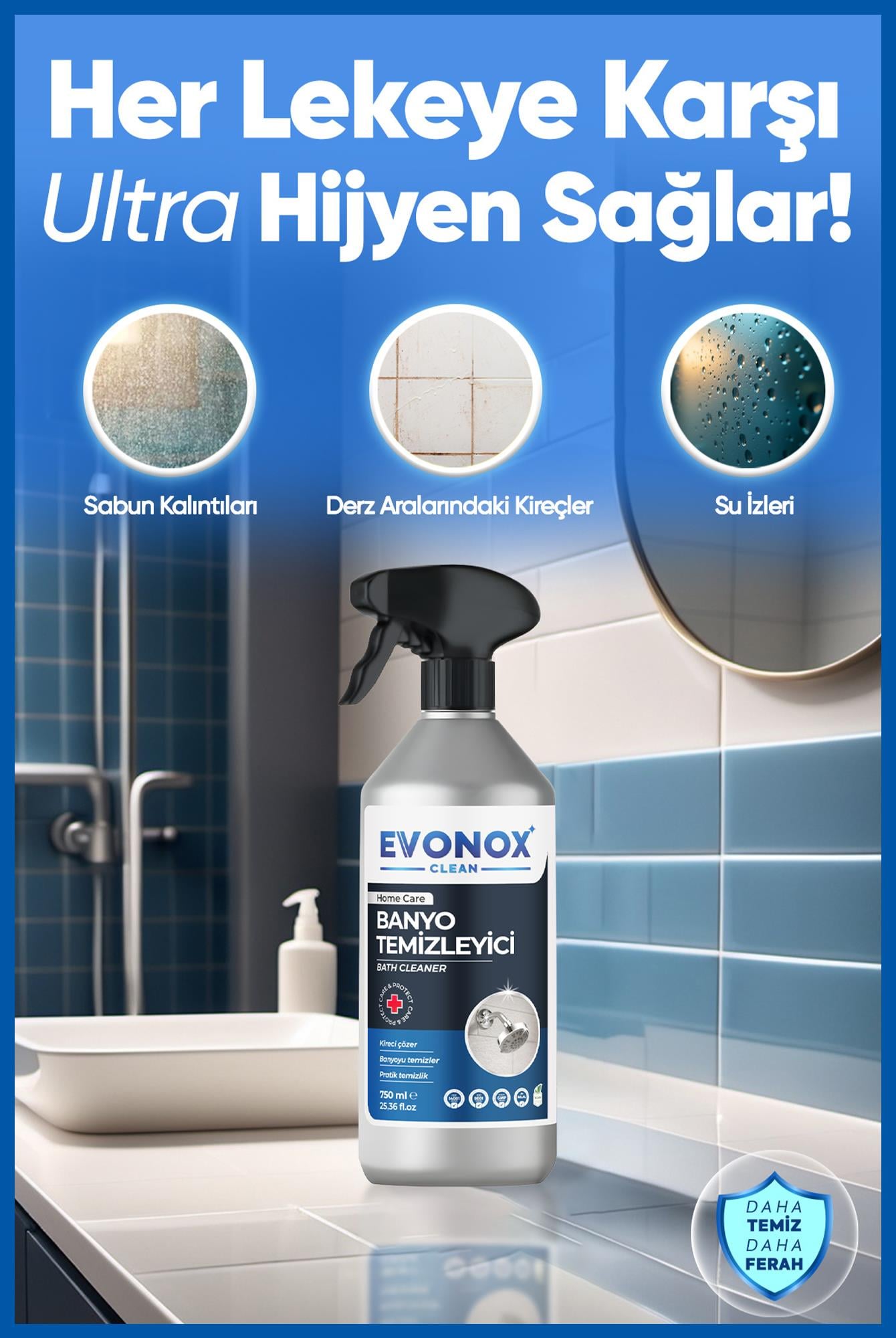 Ultra Güçlü Banyo Temizleyici ve Kireç Çözücü Sprey