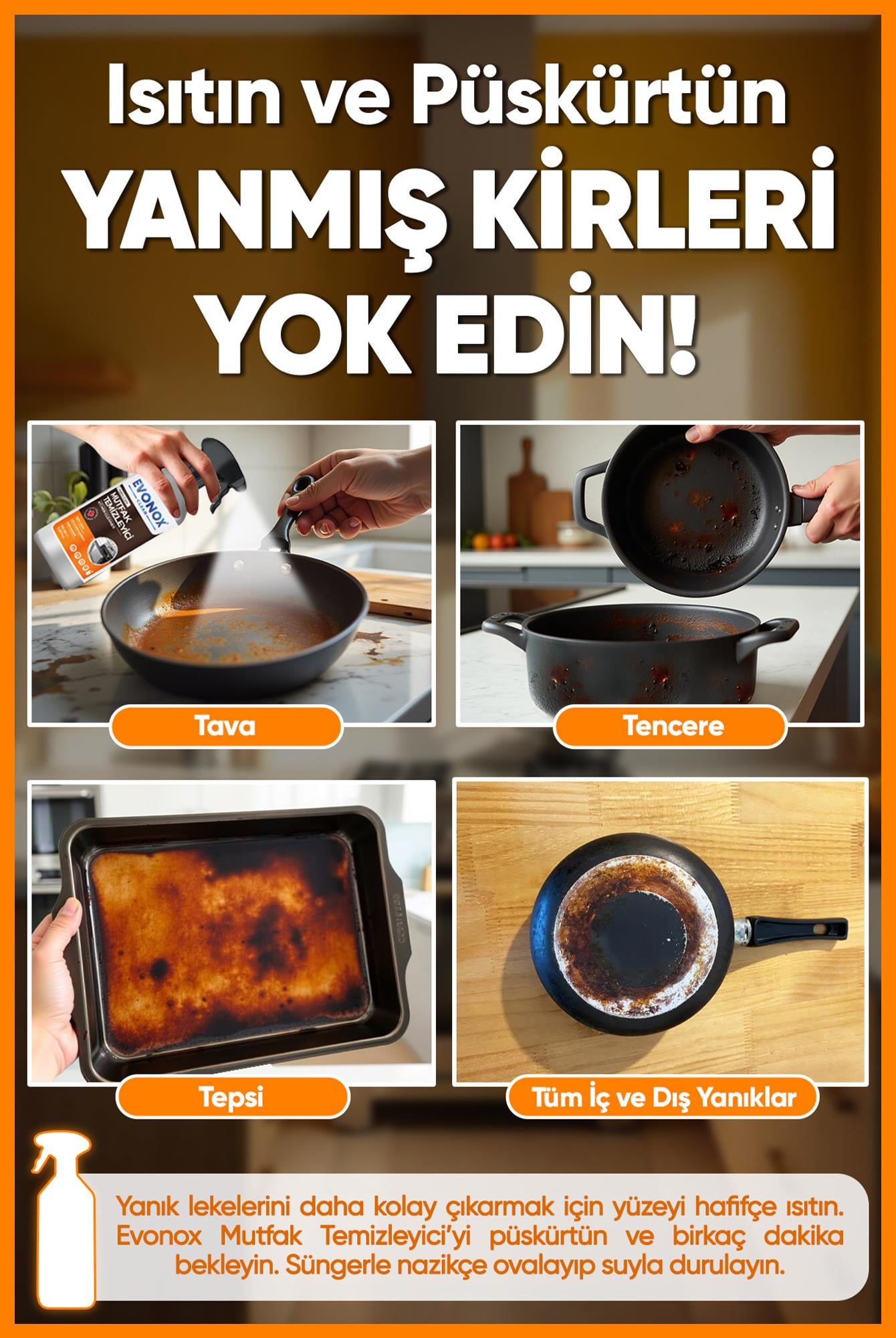 Ultra Güçlü Mutfak Yüzey Temizleyici ve Yağ Sökücü Sprey