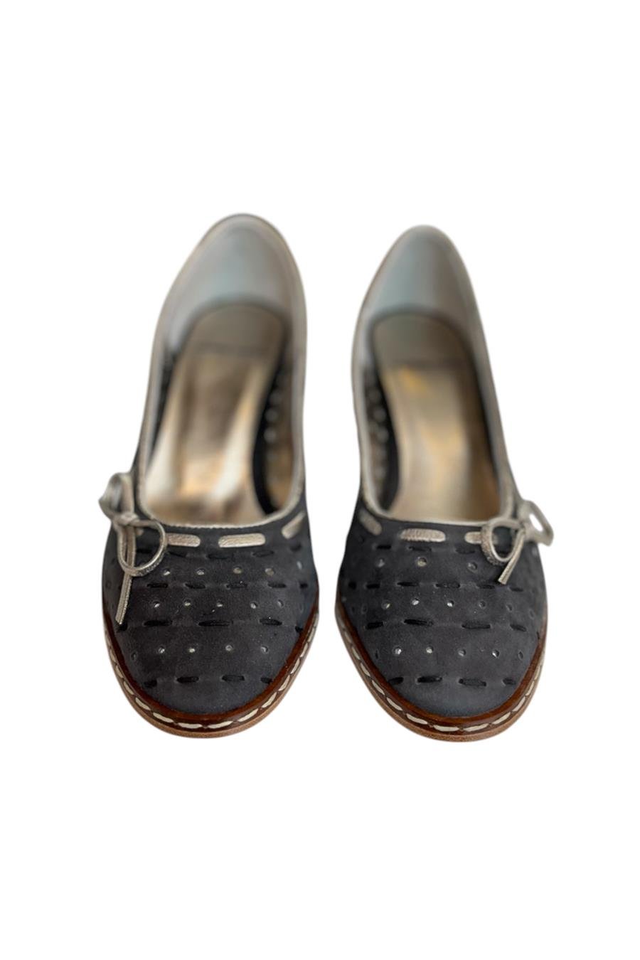 Antrasit Hakiki Süet Deri Fiyonk Detay Topuklu Ayakkabı