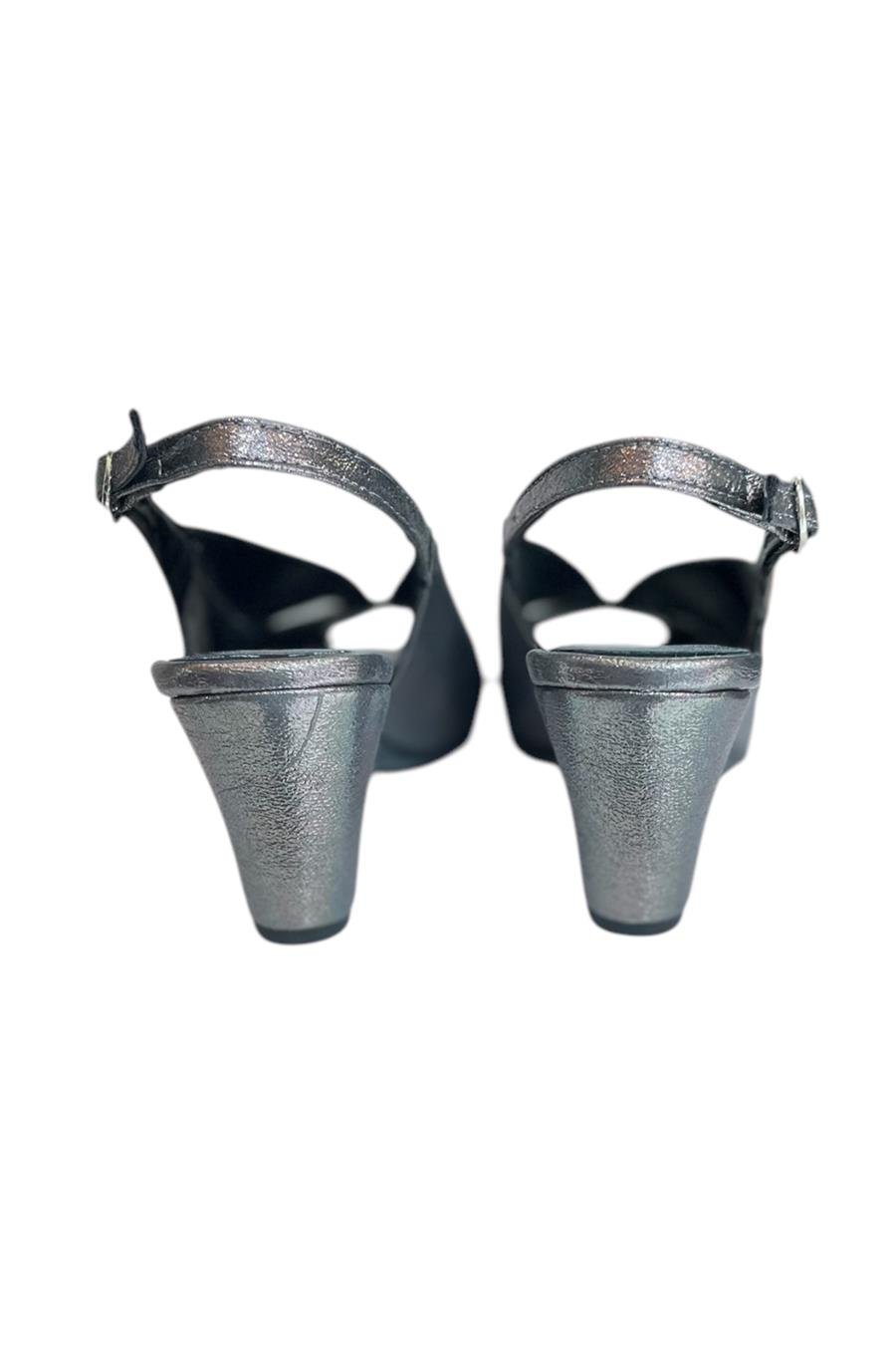 Antrasit Vegan Deri Arkası Açık Topuklu Ayakkabı