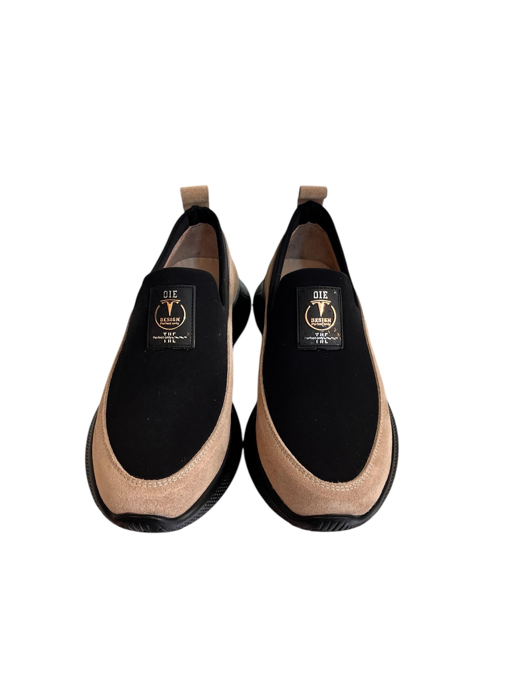 Bej Hakiki Deri Strech Yüzlü Comfort Sneaker