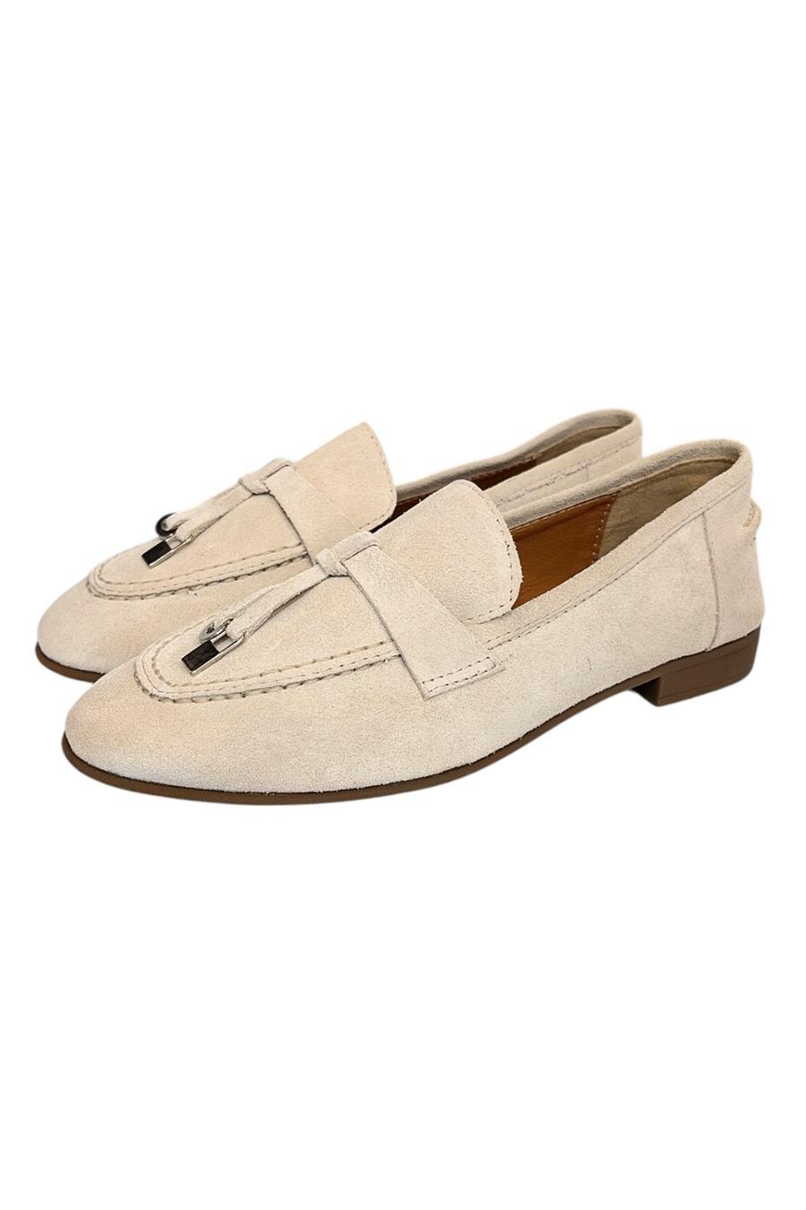 Bej Hakiki Süet Deri Loafer