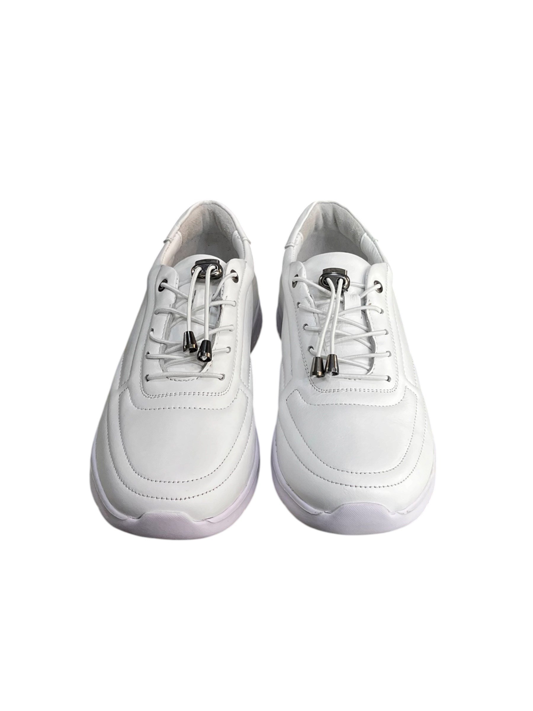 Beyaz Hakiki Deri Comfort Taban Lastik Bağlı Sneaker