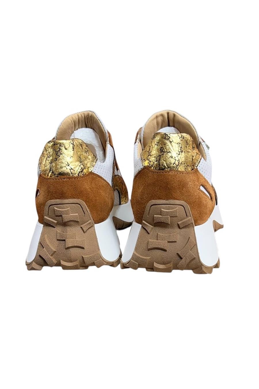 Beyaz Hakiki Deri Taba Garnili Comfort Taban Bağcıklı Sneaker