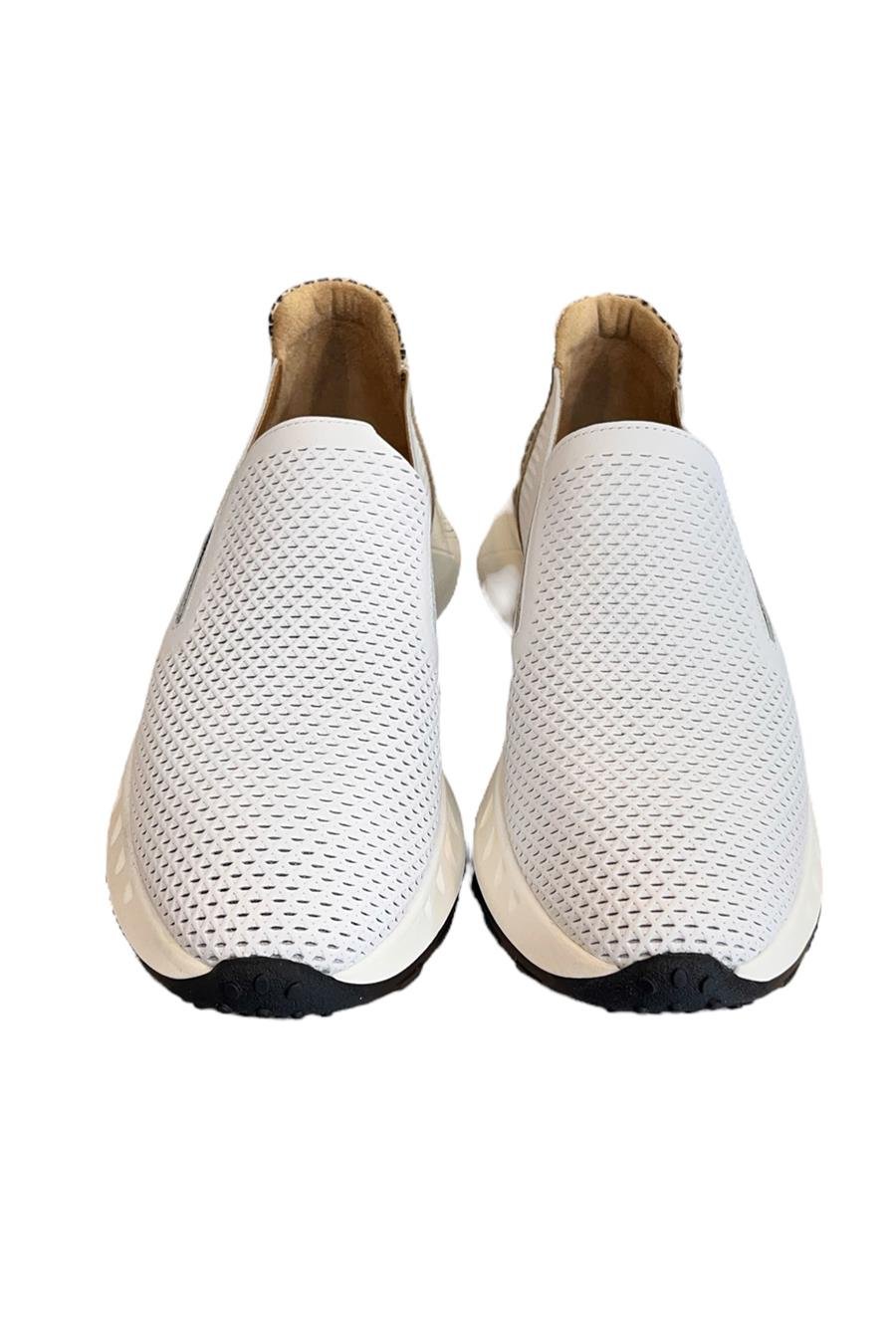 Beyaz Hakiki Deri Yanları Lastikli Comfort Taban Sneaker