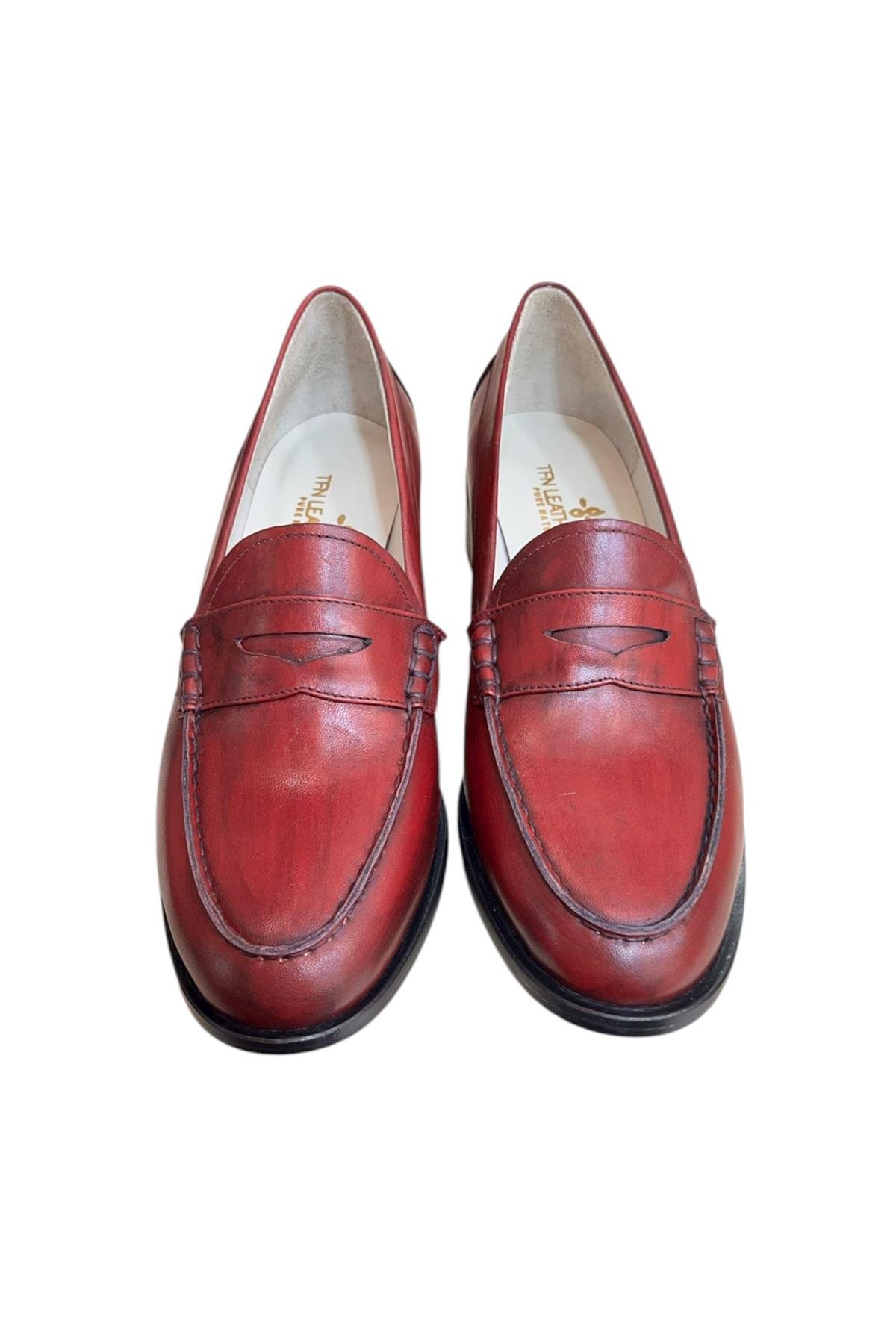 Bordo Hakiki Deri Loafer