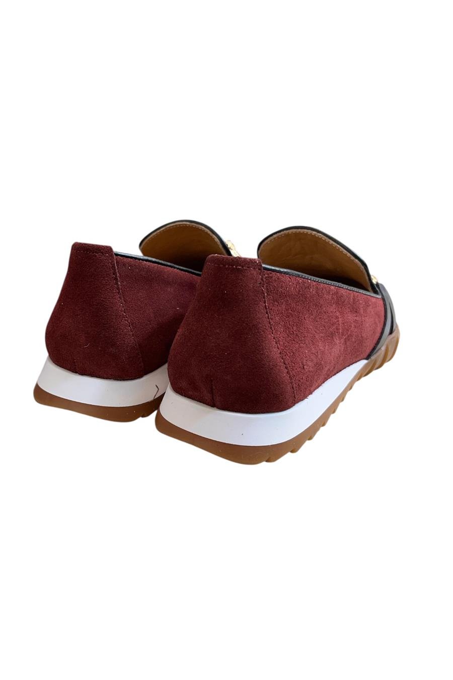 Bordo Hakiki Deri Süet Toka Detay Comfort Taban Spor Loafer
