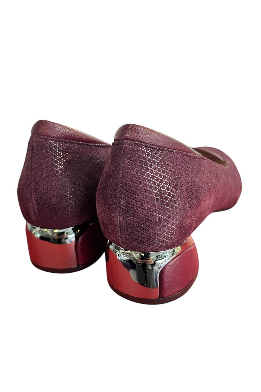 Bordo Hakiki Deri Topuklu Ayakkabı