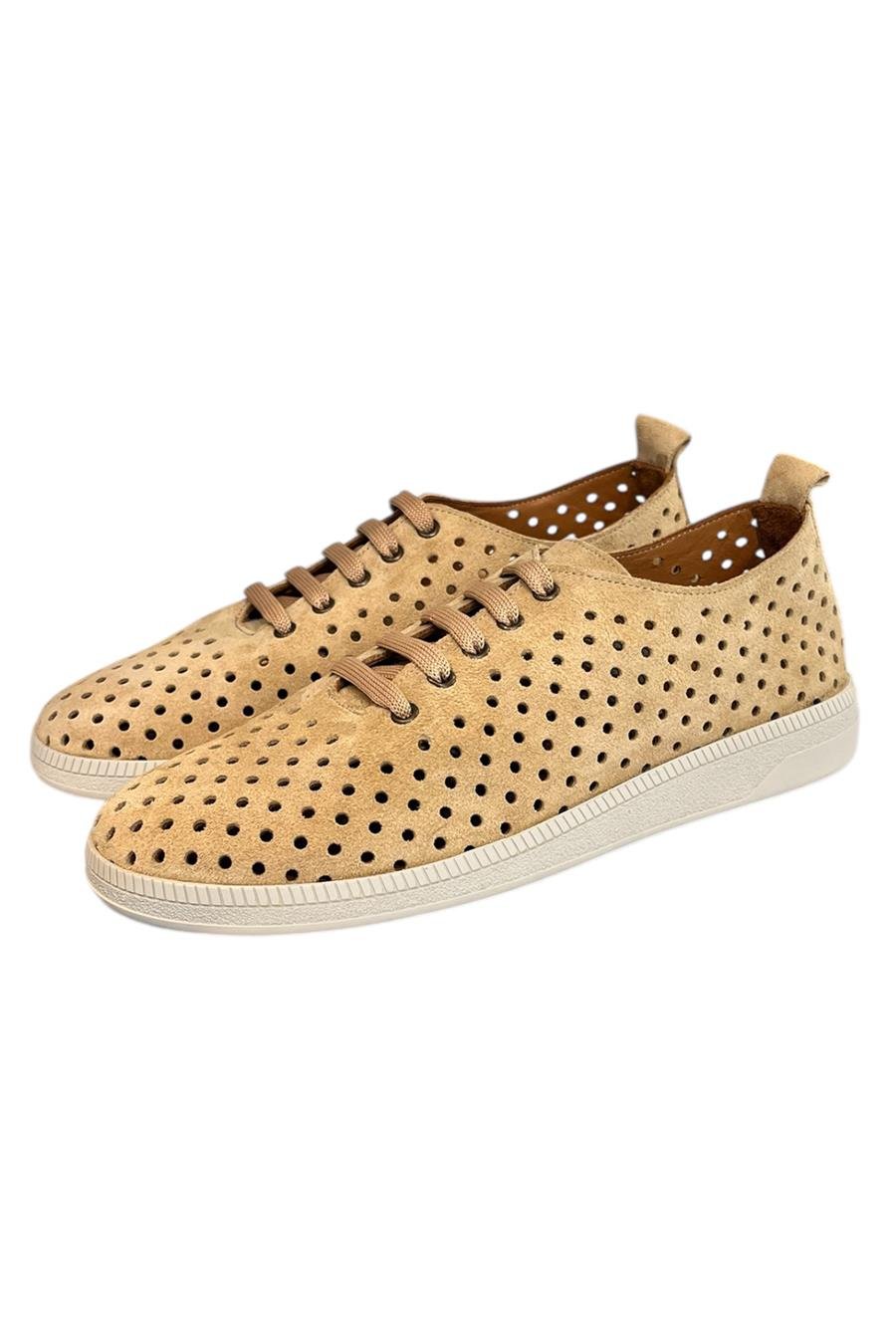 Camel Hakiki Deri Süet Delikli Comfort Taban Bağcıklı Ayakkabı