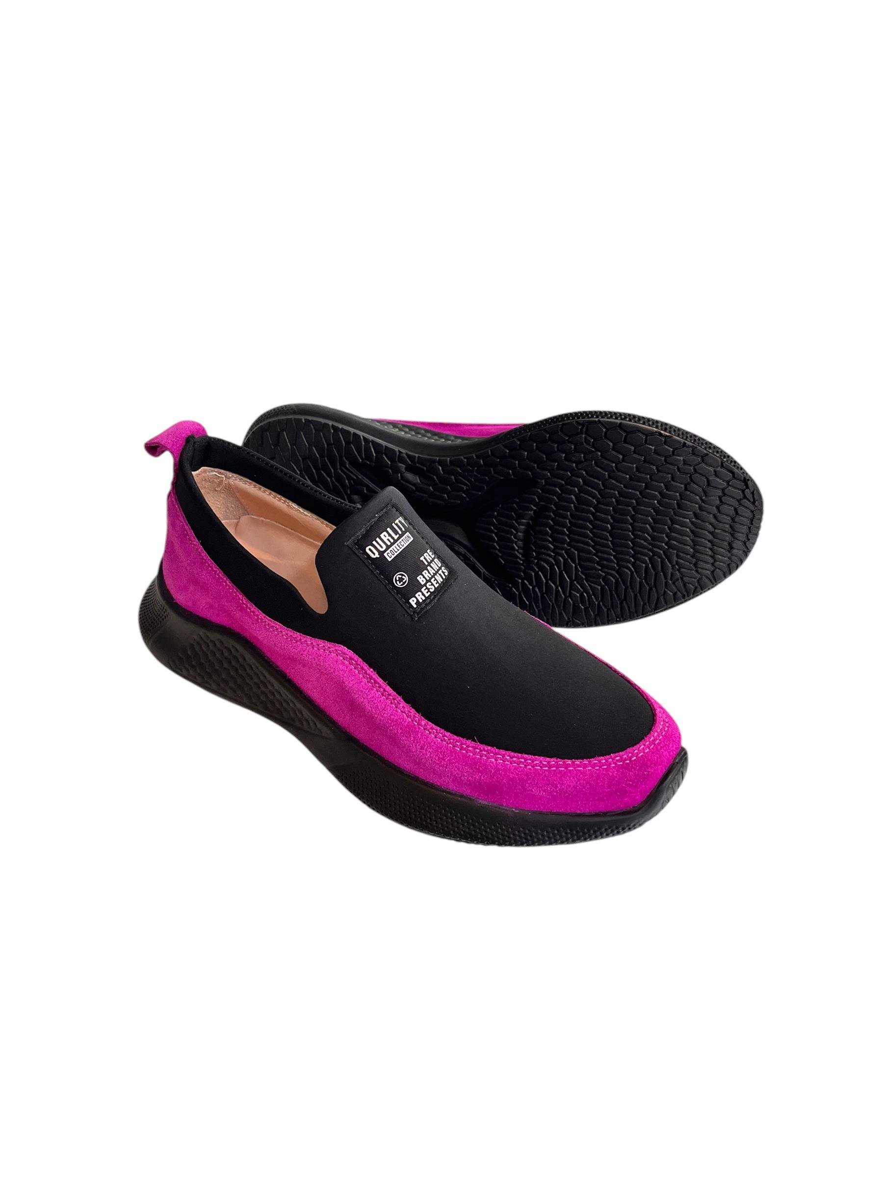 Fuşya Süet Hakiki Deri Strech Yüzlü Comfort Sneaker