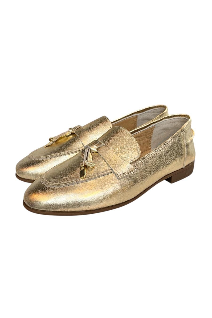 Gold Hakiki Deri Loafer