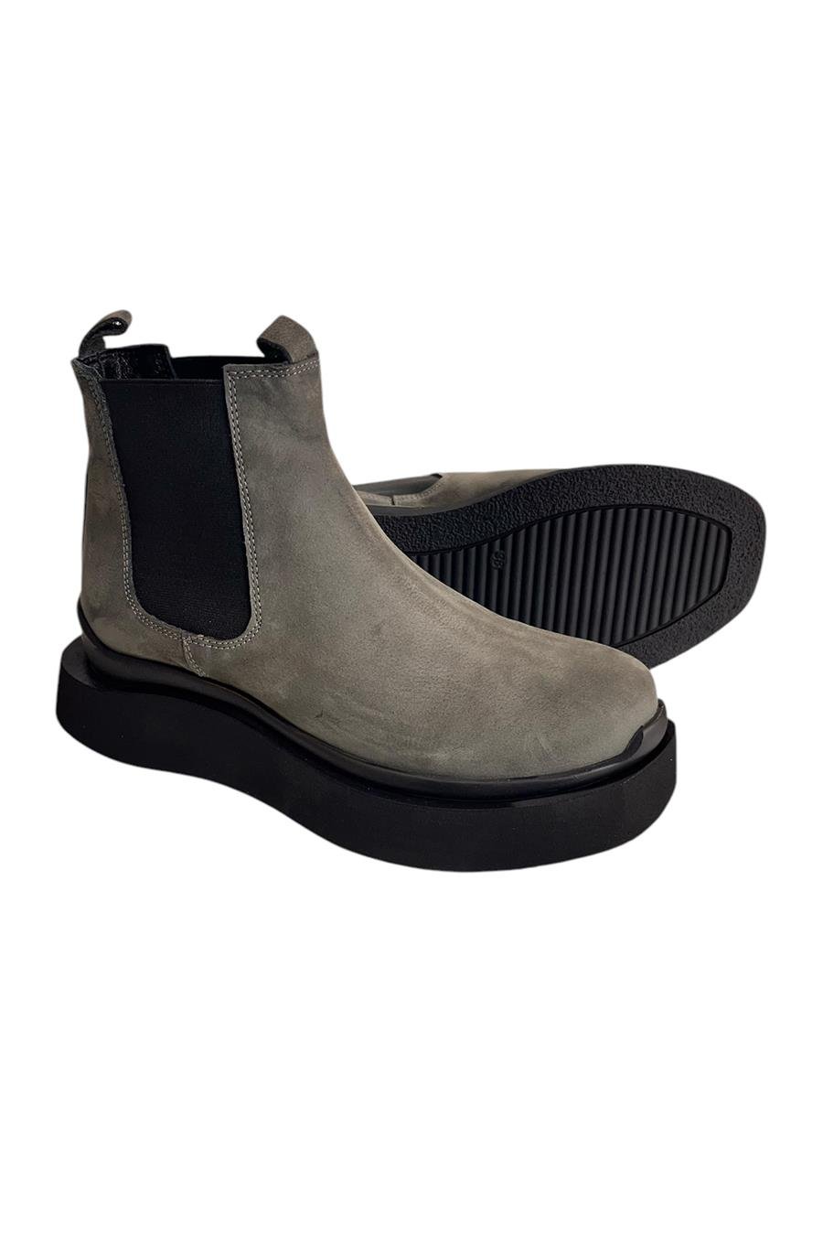 Gri Hakiki Nubuk Deri İçi Sıcak Astar Chelsea Bot
