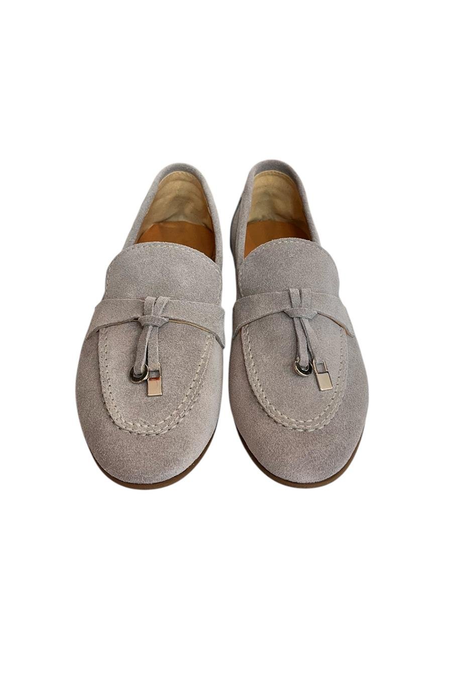 Gri Hakiki Süet Deri Loafer