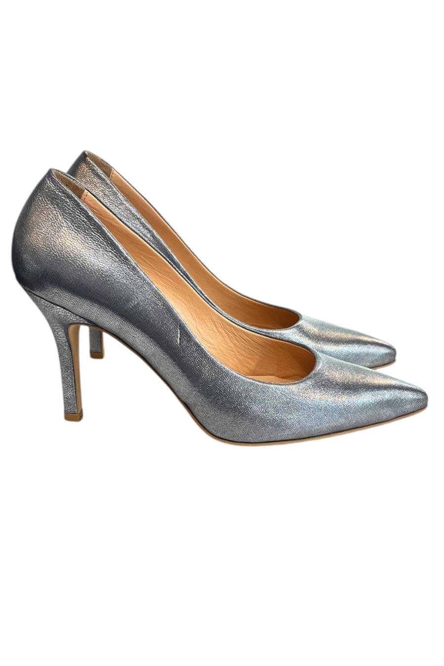 Gümüş Hakiki Deri Stiletto