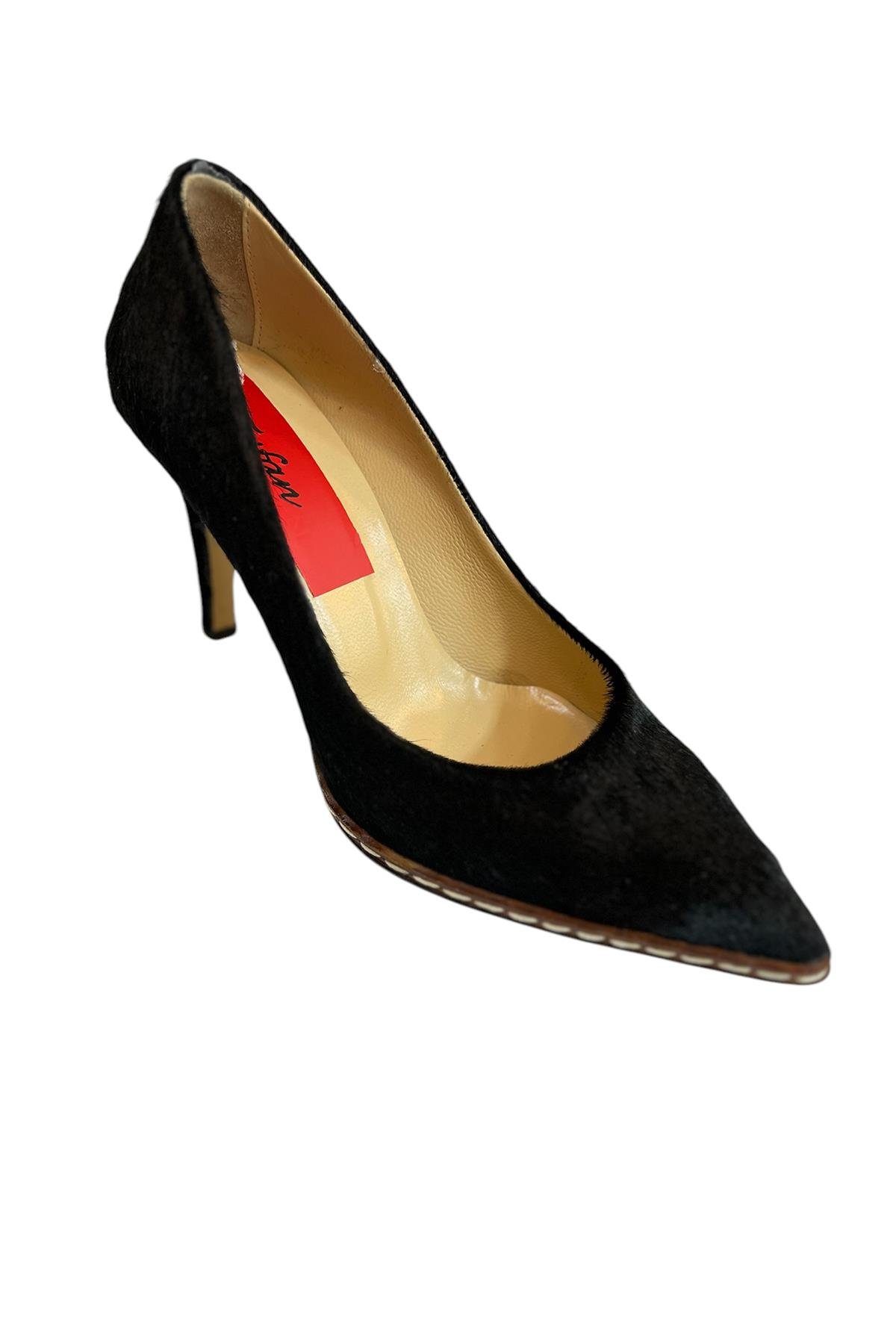 Hakiki Siyah Tay Deri Stiletto