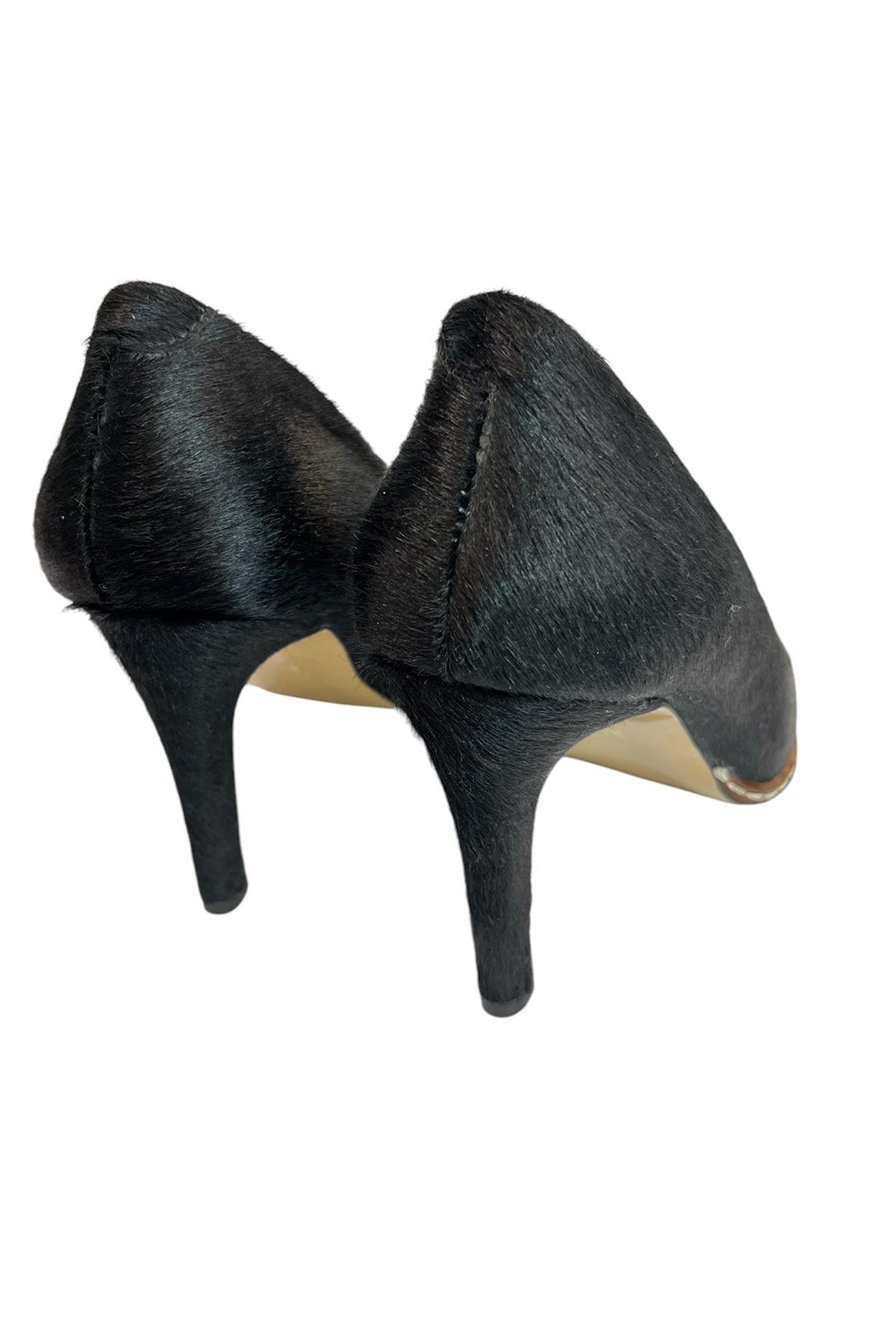 Hakiki Siyah Tay Deri Stiletto