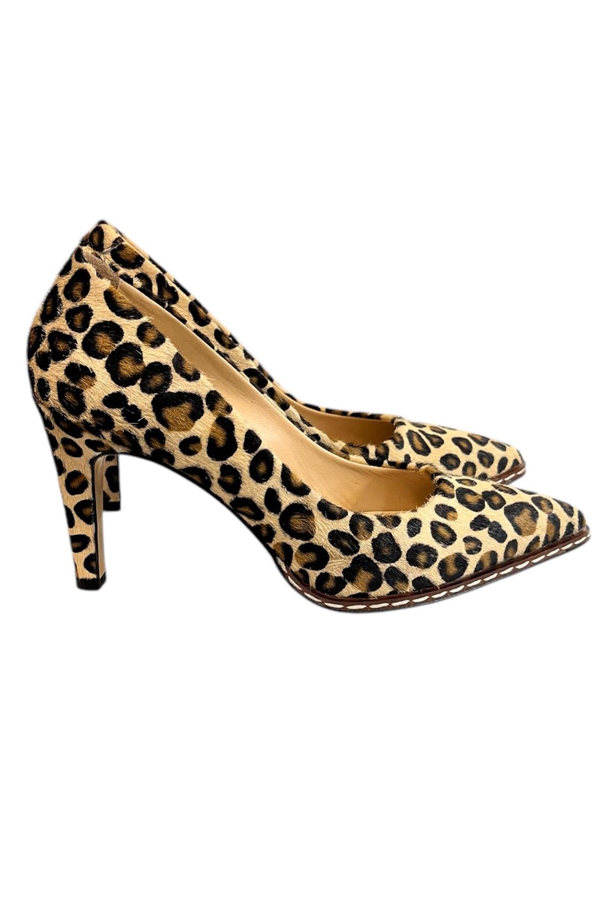 Hakiki Tay Leopar Deri Stiletto