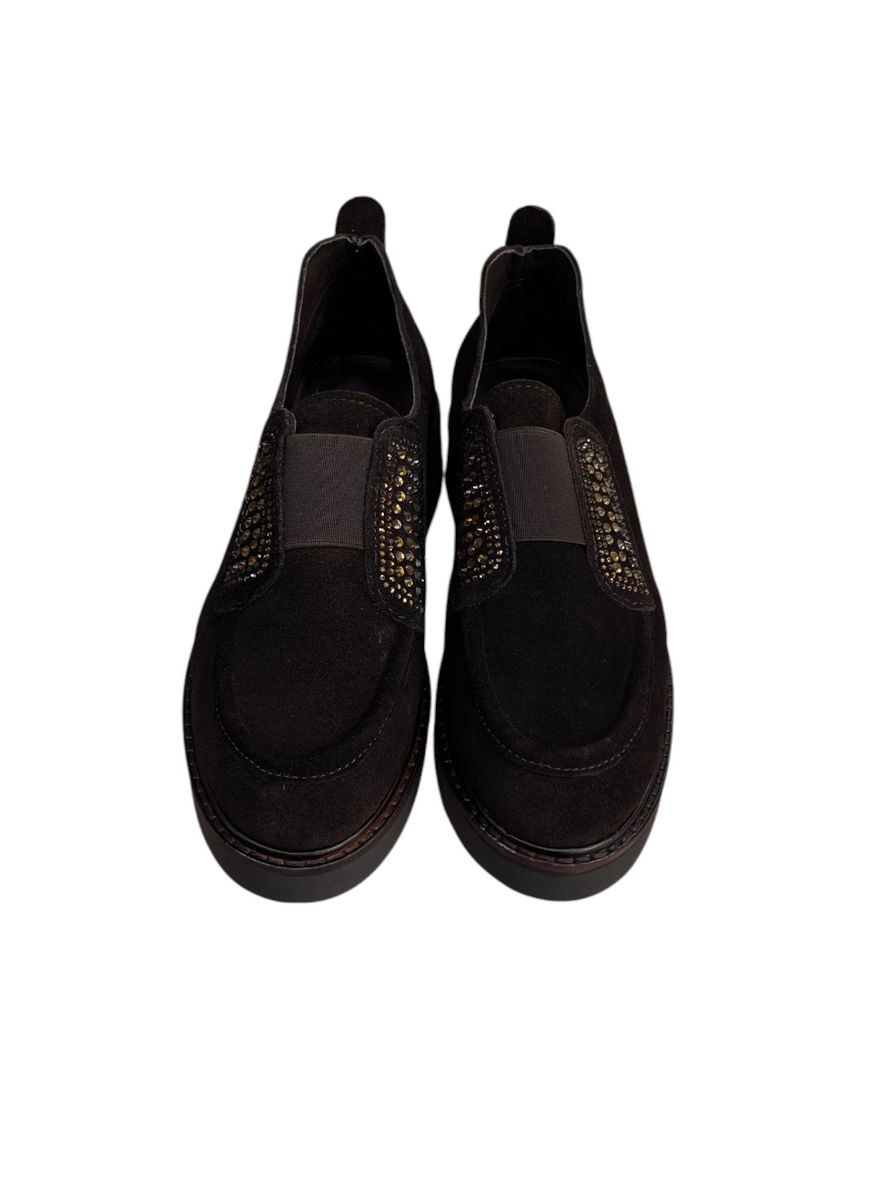Kahve Hakiki Deri Süet Taş Detay Comfort  Loafer